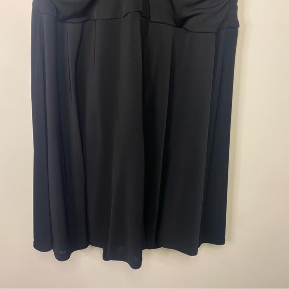 Vintage TADASHI Shoji Elegant Black V Neck Sleeveless Midi Dress Large Bridal - Picture 11 of 15